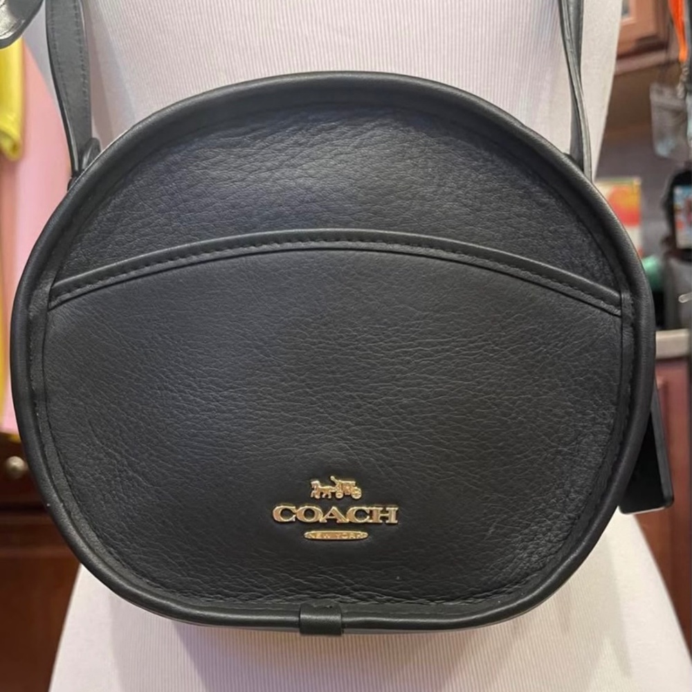 Coach Black Leather Canteen Crossbody Shoulder Bag